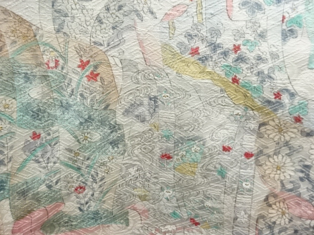  誰が袖模様単衣小紋着物